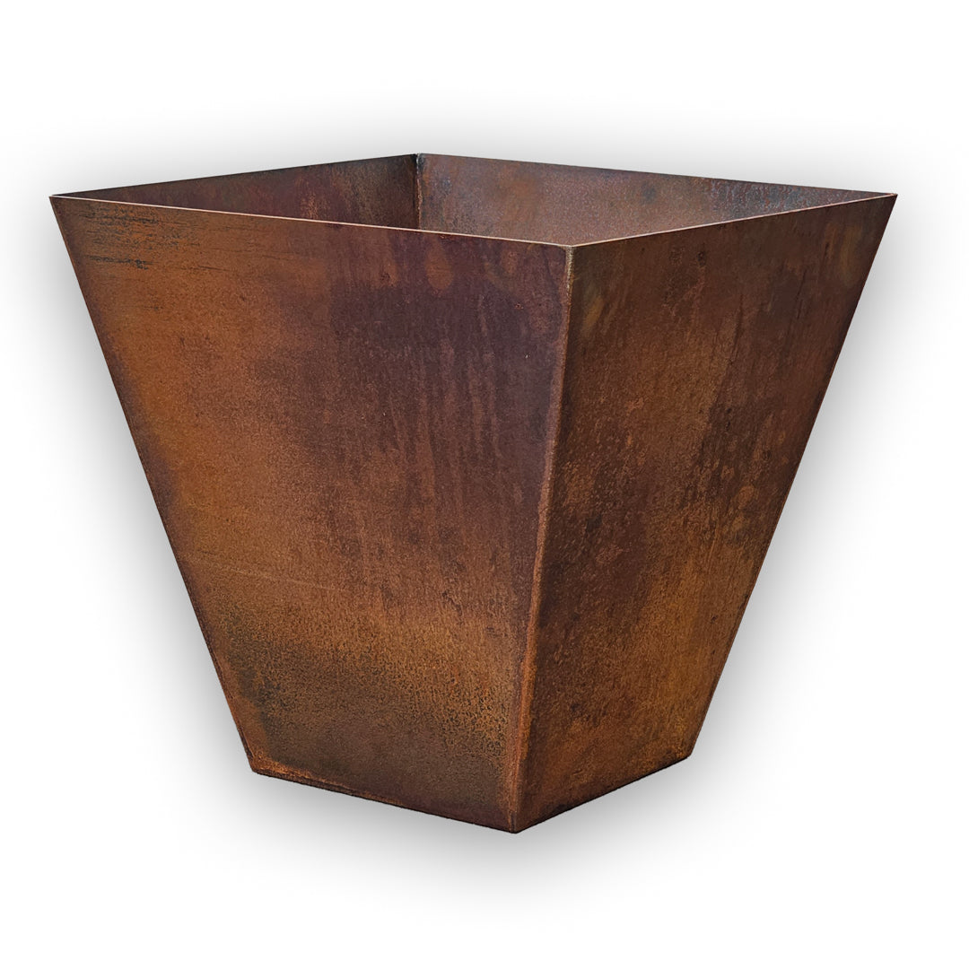 Large Corten Steel Tapered Square Planter
