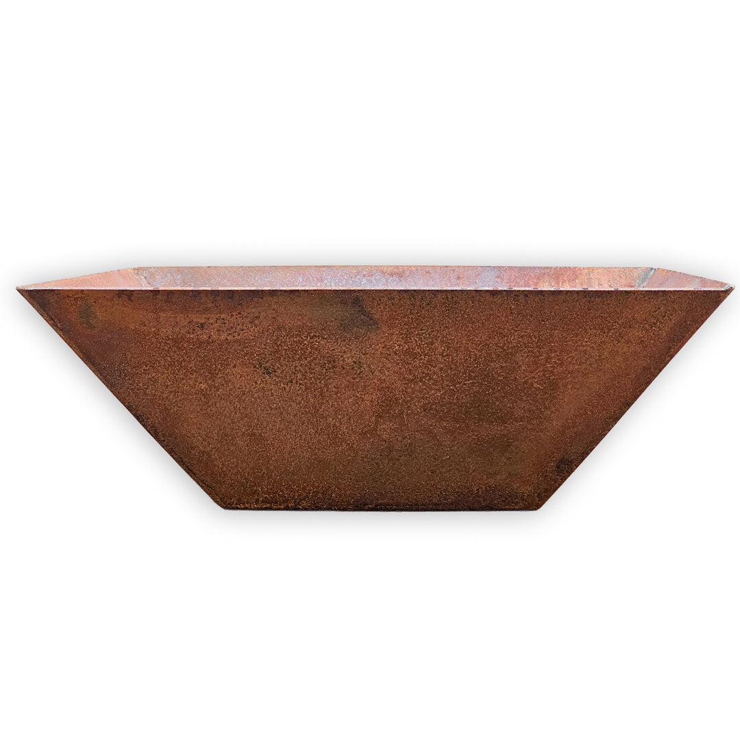 Wide Mouth Corten Steel Tapered Square Planter
