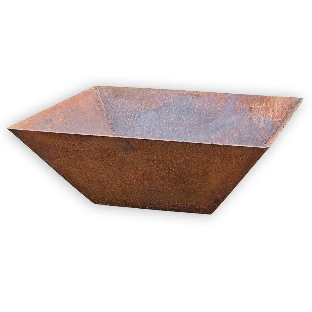 Wide Mouth Corten Steel Tapered Square Planter