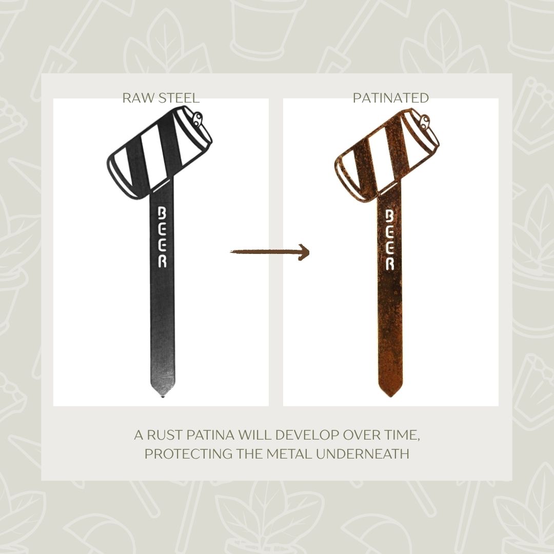 Beer Can Steel Garden Stake