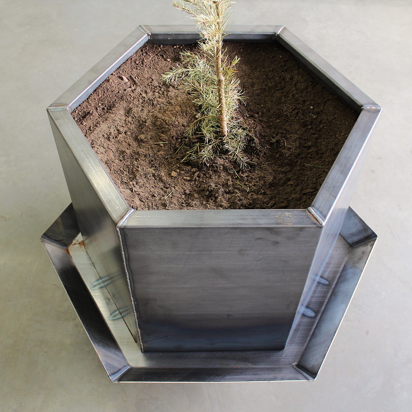 Corten Steel Hexagon Planter Tray