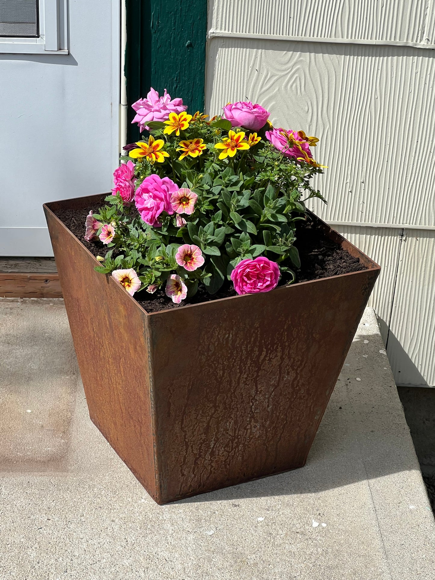 Corten Steel Tapered Square Planter