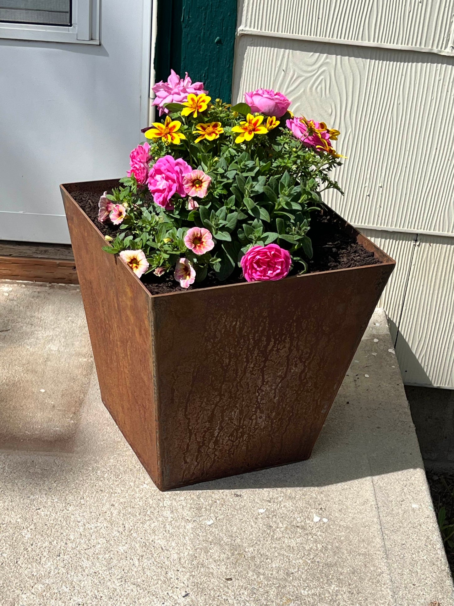 Corten Steel Tapered Square Planter