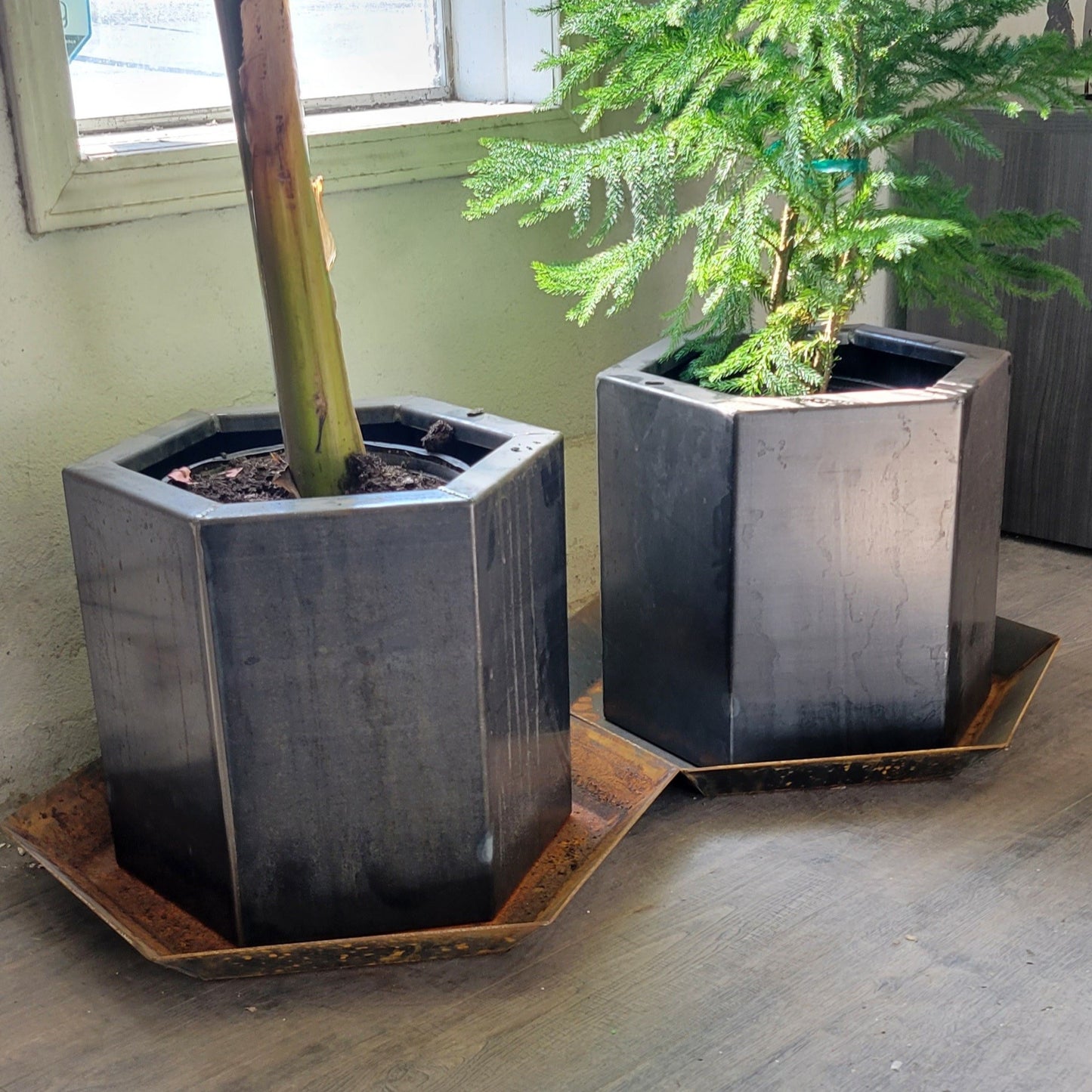 Corten Steel Hexagon Planter Tray
