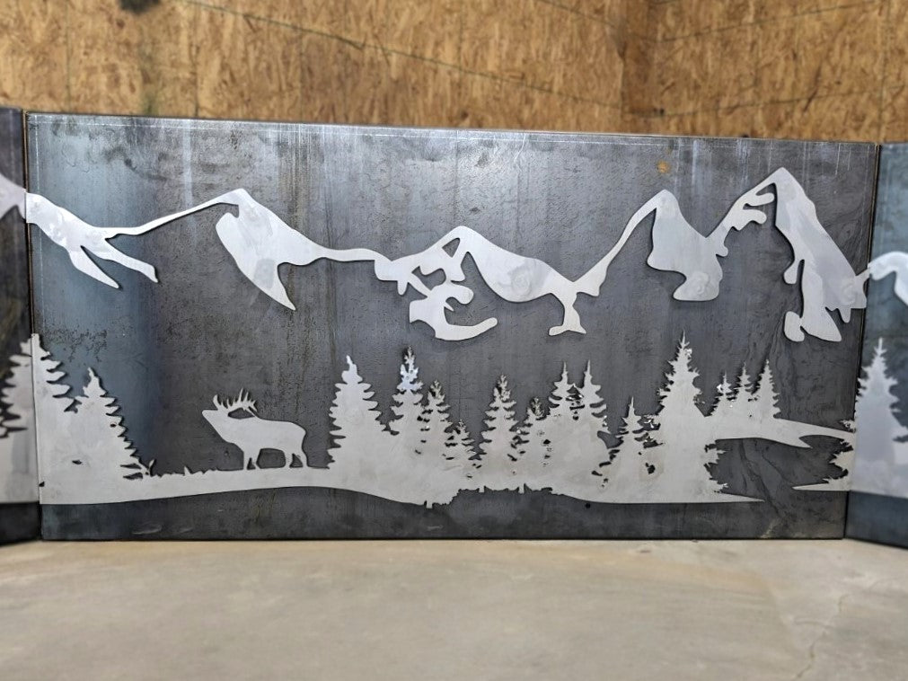 Corten Steel with Stainless Steel Planters - Mountain and Forest Design