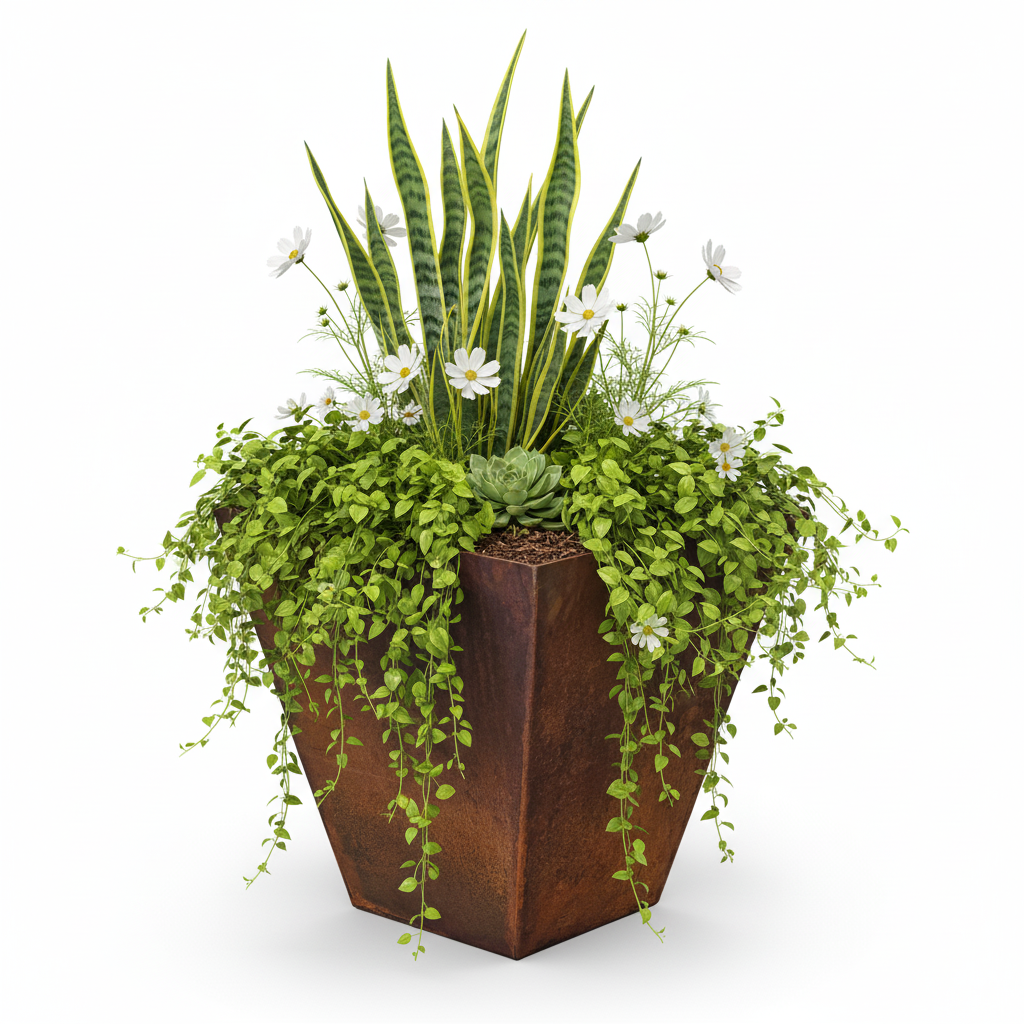 Large Corten Steel Tapered Square Planter