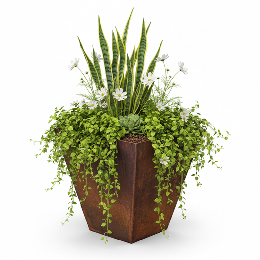 Large Corten Steel Tapered Square Planter