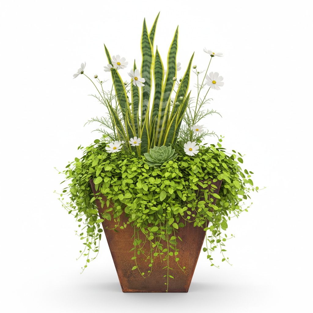 Large Corten Steel Tapered Square Planter