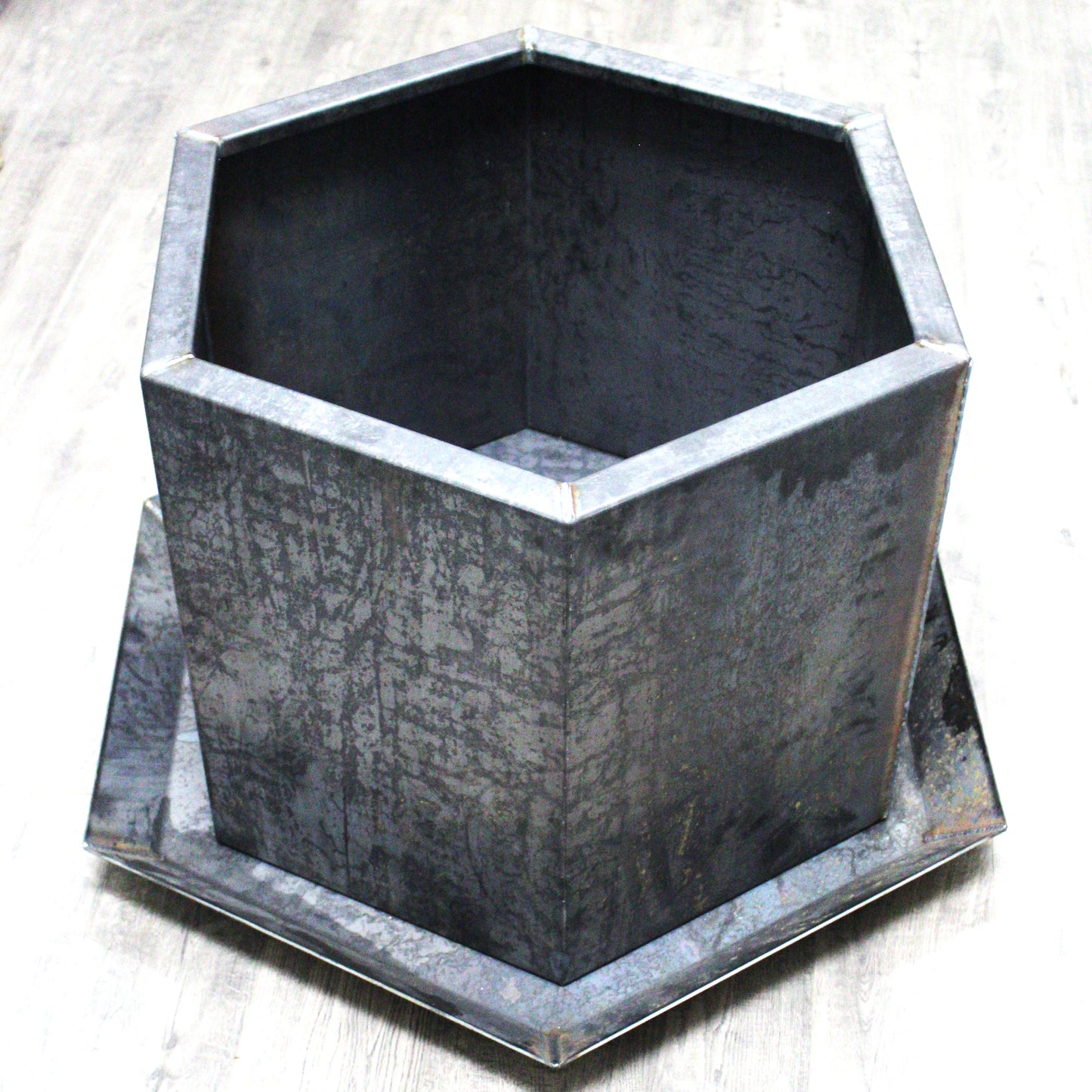 Half Barrel Corten Hexagon Planter