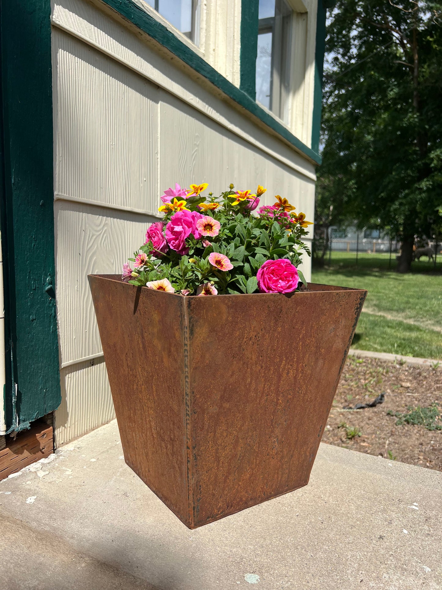 Corten Steel Tapered Square Planter