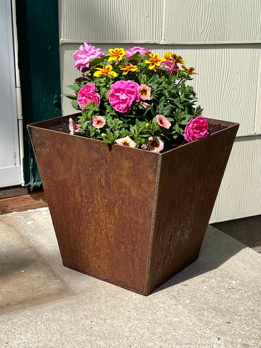 Corten Steel Tapered Square Planter