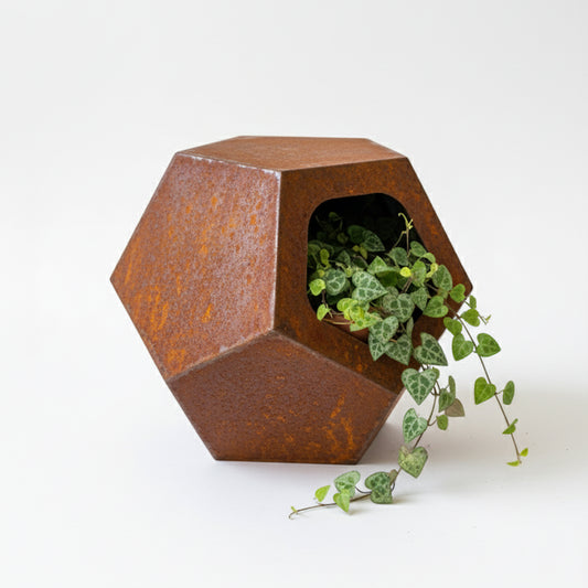 Pentagon Geometric Corten Steel Planter